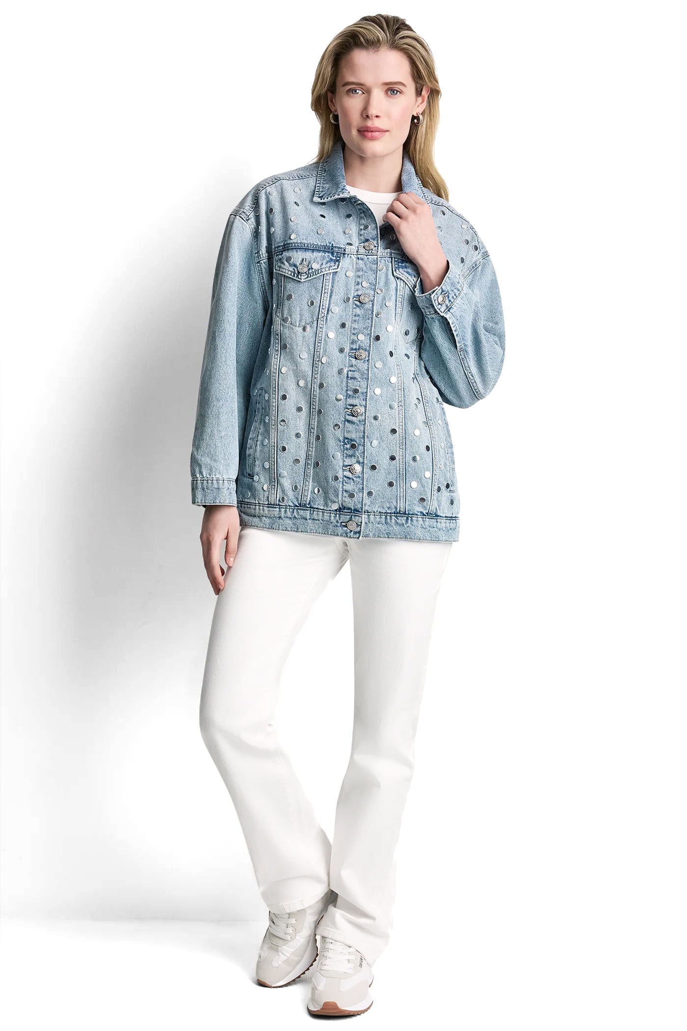 OVERSIZED DENIM TRUCKER JACKET WITH STUDS - Image 7