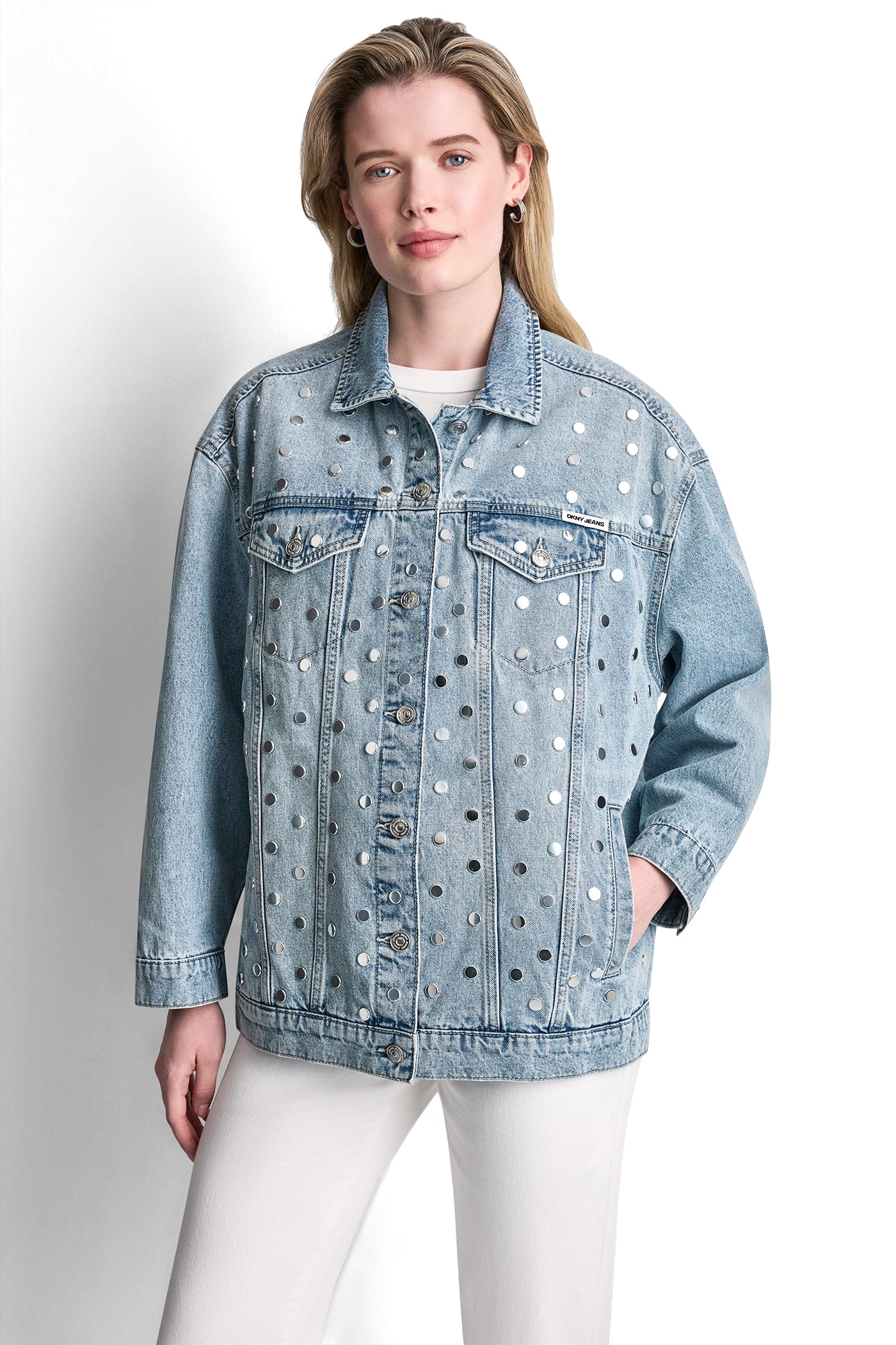 OVERSIZED DENIM TRUCKER JACKET WITH STUDS - Image 5