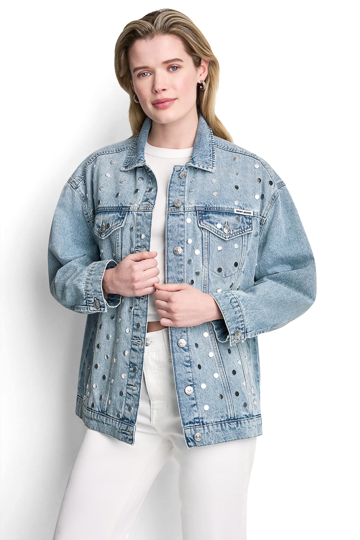 OVERSIZED DENIM TRUCKER JACKET WITH STUDS - Image 2