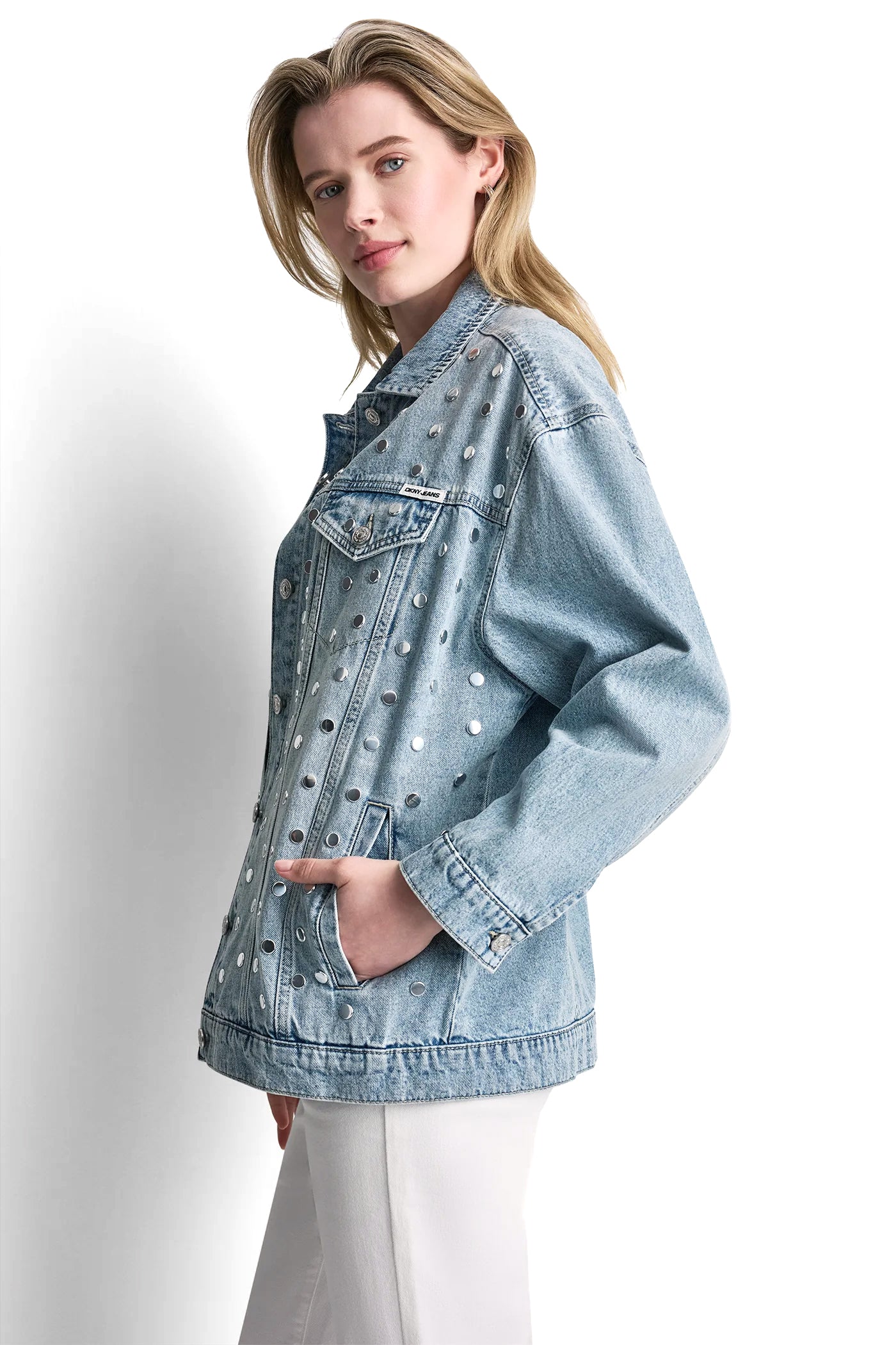 OVERSIZED DENIM TRUCKER JACKET WITH STUDS - Image 4