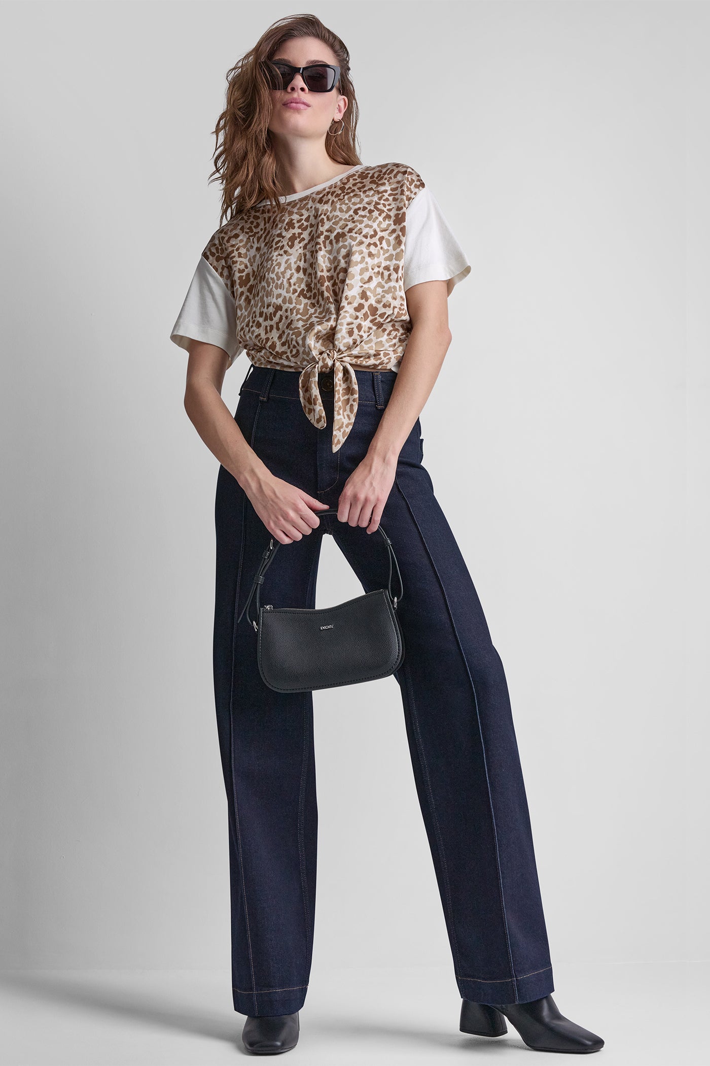 HIGH-RISE PINTUCKED WIDE-LEG JEAN