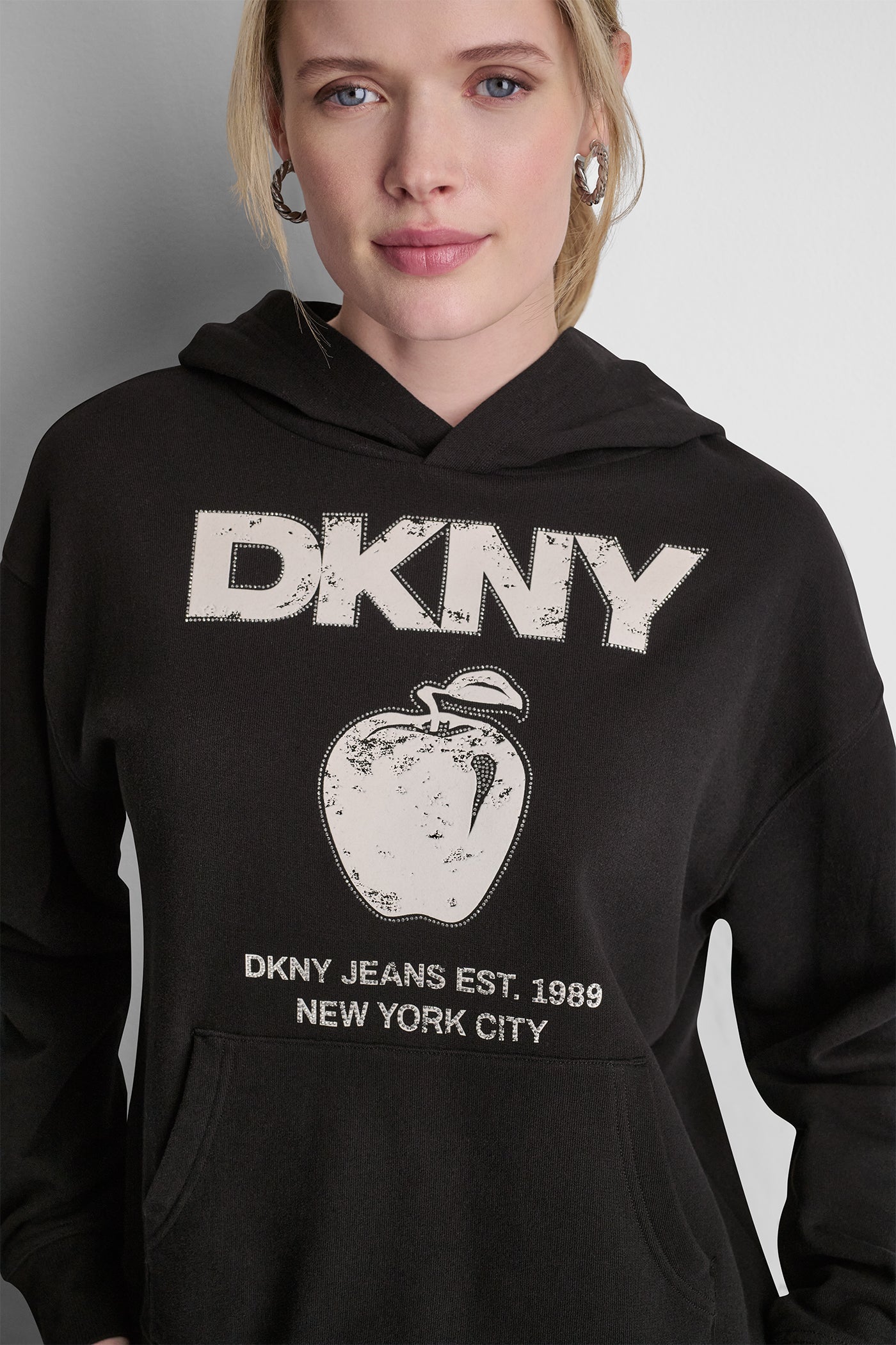 DKNY BIG APPLE RHINESTONE LOGO HOODIE - Image 2