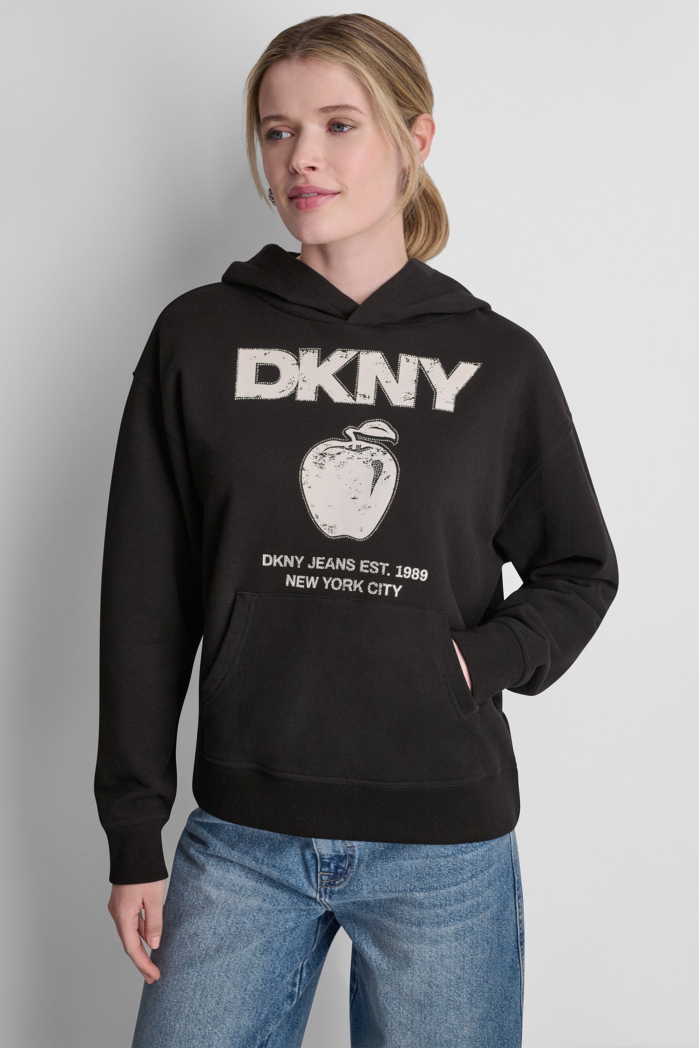 DKNY BIG APPLE RHINESTONE LOGO HOODIE - Image 5