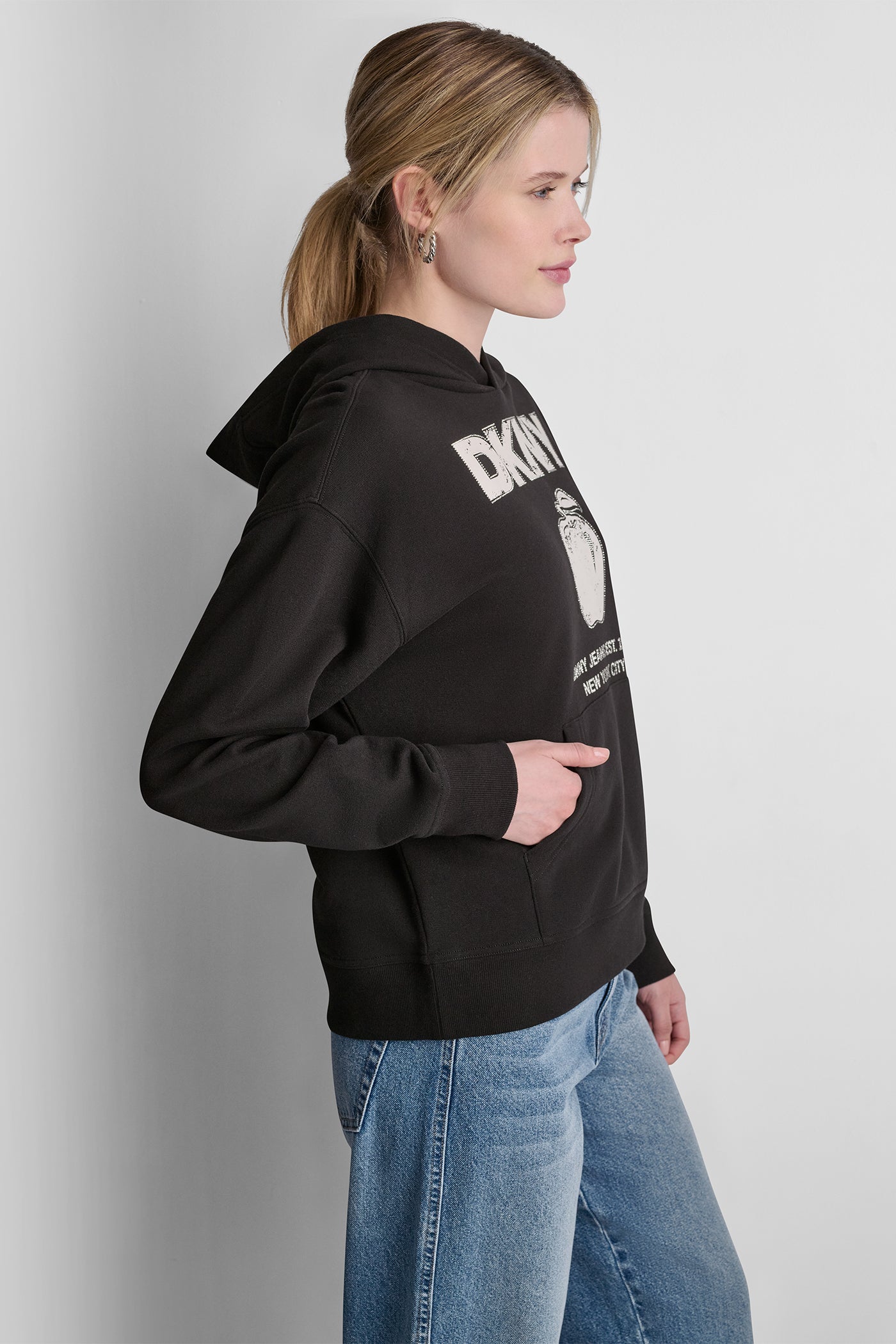 DKNY BIG APPLE RHINESTONE LOGO HOODIE - Image 4