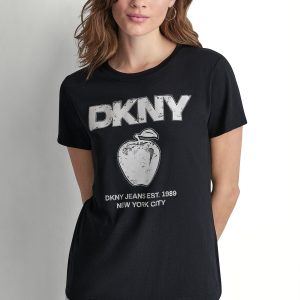 DKNY BIG APPLE RHINESTONE LOGO TEE