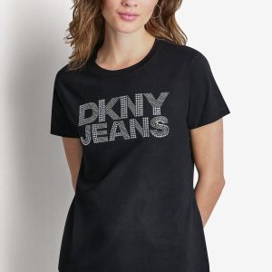 DKNY JEANS STACKED RHINESTONE DOME TEE