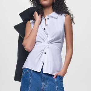 POPLIN TWIST FRONT SHIRT