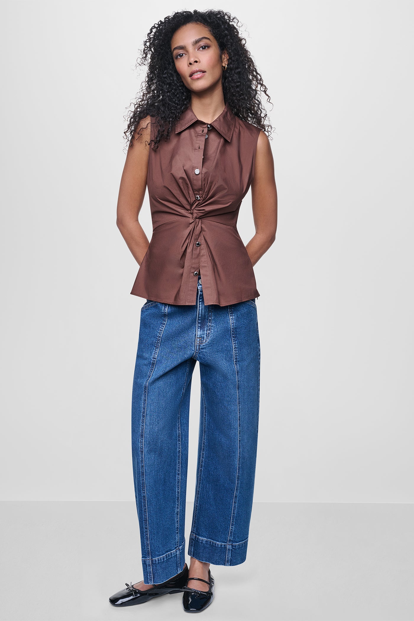 POPLIN TWIST FRONT SHIRT - Image 5