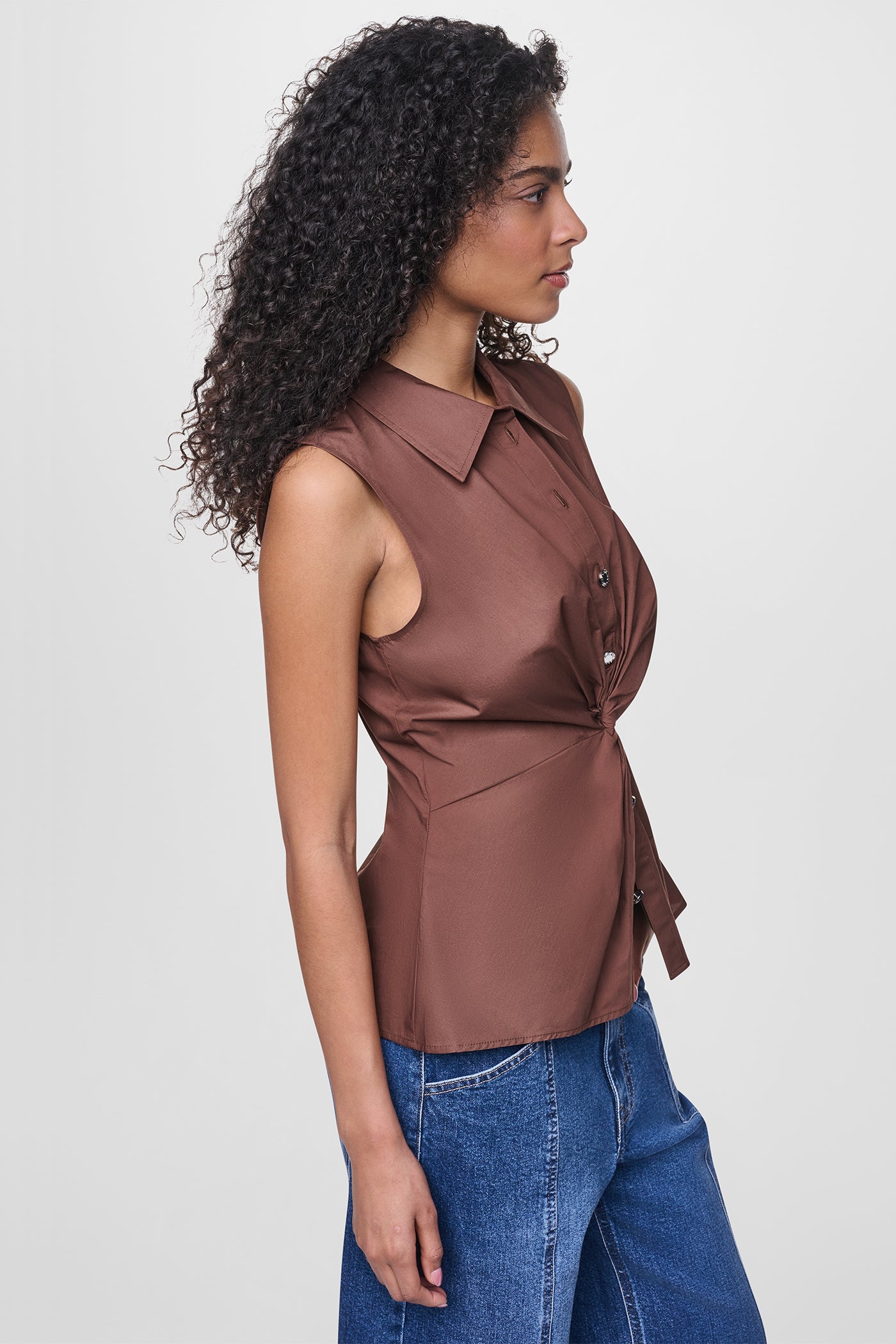 POPLIN TWIST FRONT SHIRT - Image 4