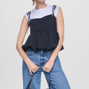 PEPLUM TANK WITH TIED STRAPS