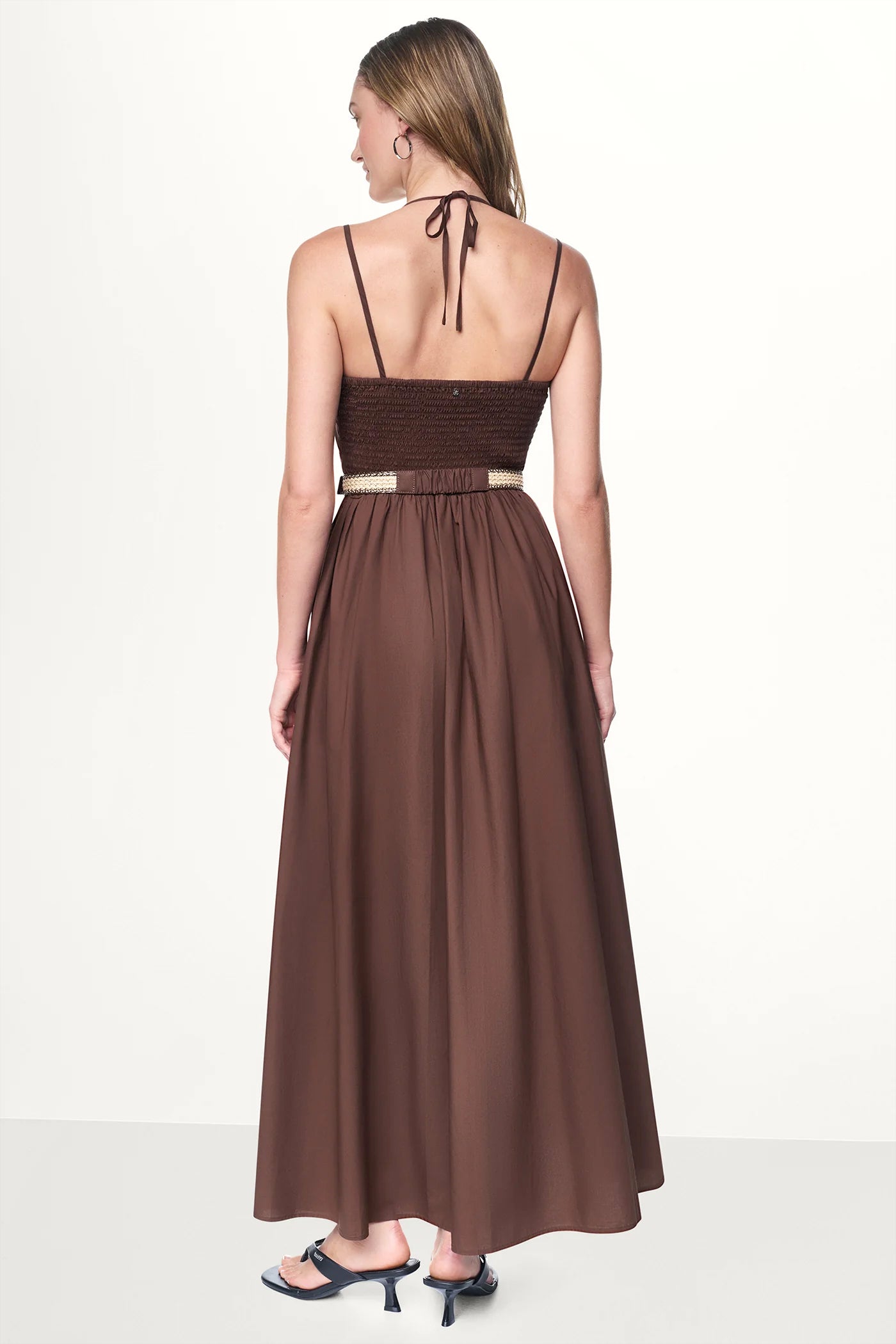 STRAPPY V-NECK MAXI DRESS WITH RAFFIA BELT - Image 2