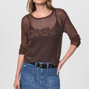CROCHET OPEN-STITCH LOGO SWEATER