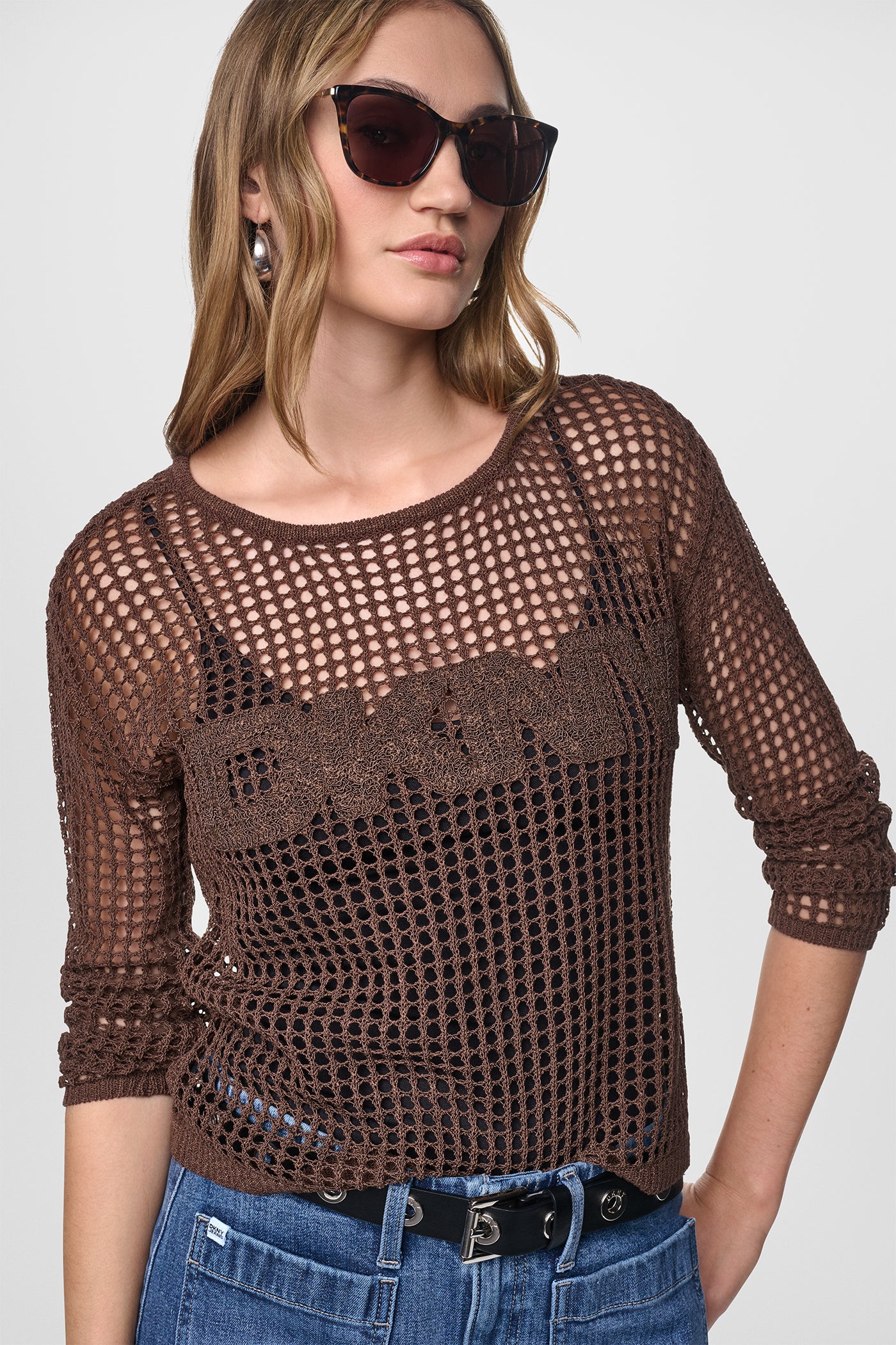 CROCHET OPEN-STITCH LOGO SWEATER - Image 2