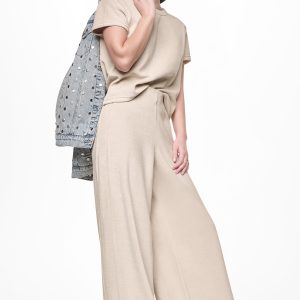 TOWELLING TERRY HIGH-RISE WIDE LEG PANT