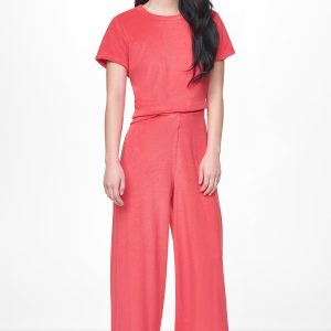 TOWELLING TERRY HIGH RISE WIDE LEG PANT