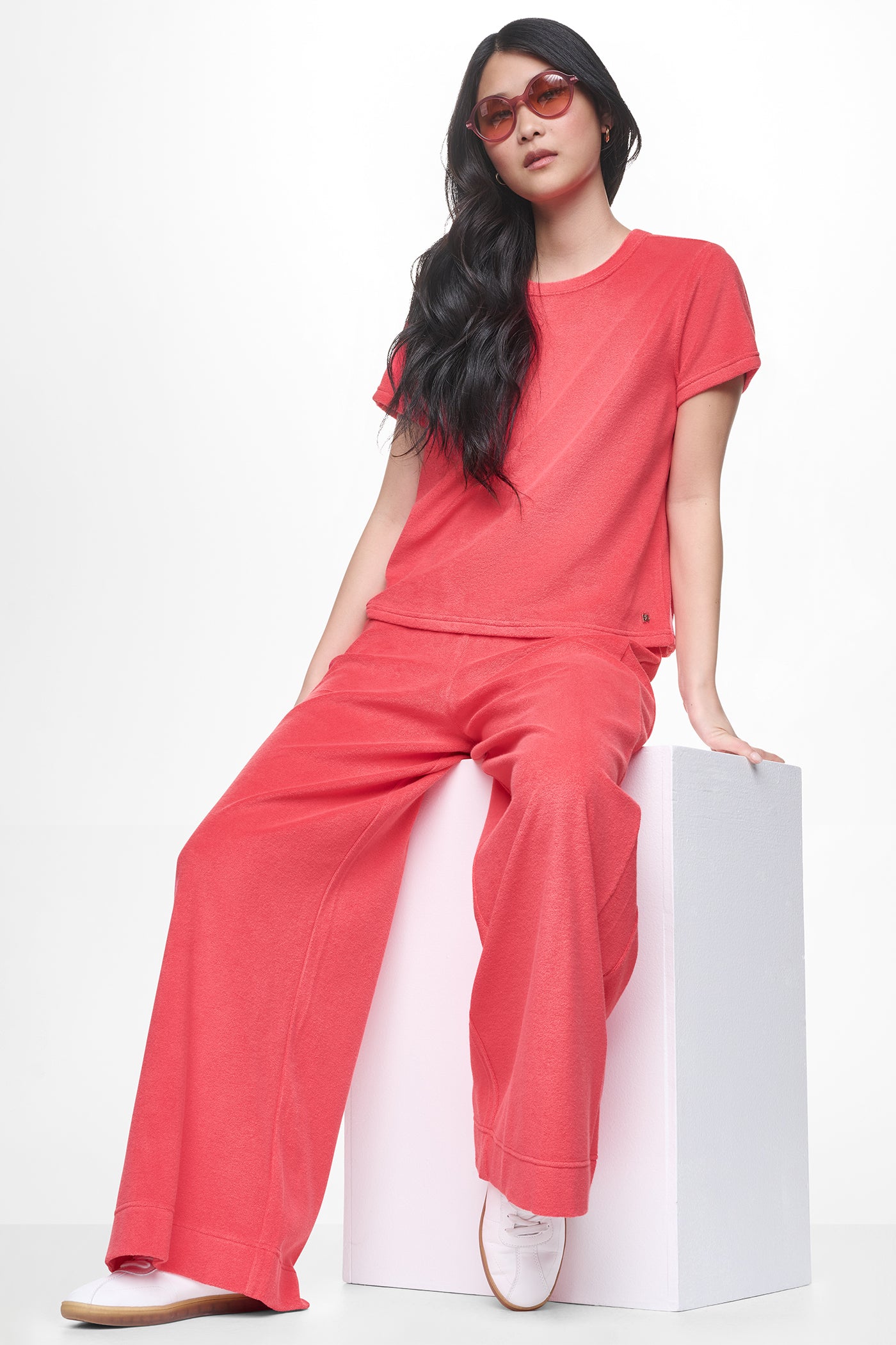 TOWELLING TERRY HIGH RISE WIDE LEG PANT - Image 7