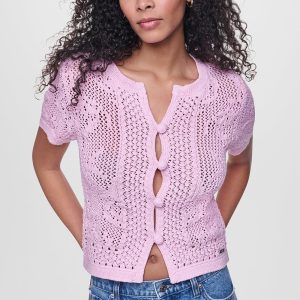 LACE STITCH BUTTON FRONT CARDIGAN
