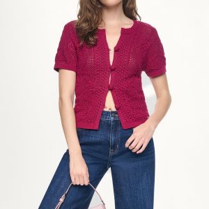 LACE STITCH BUTTON FRONT CARDIGAN