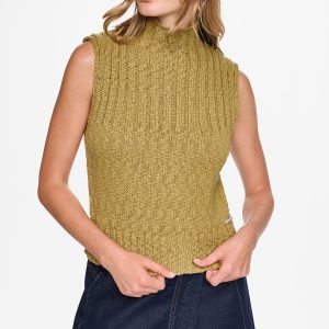 RIBBED MOCK-NECK SWEATER VEST