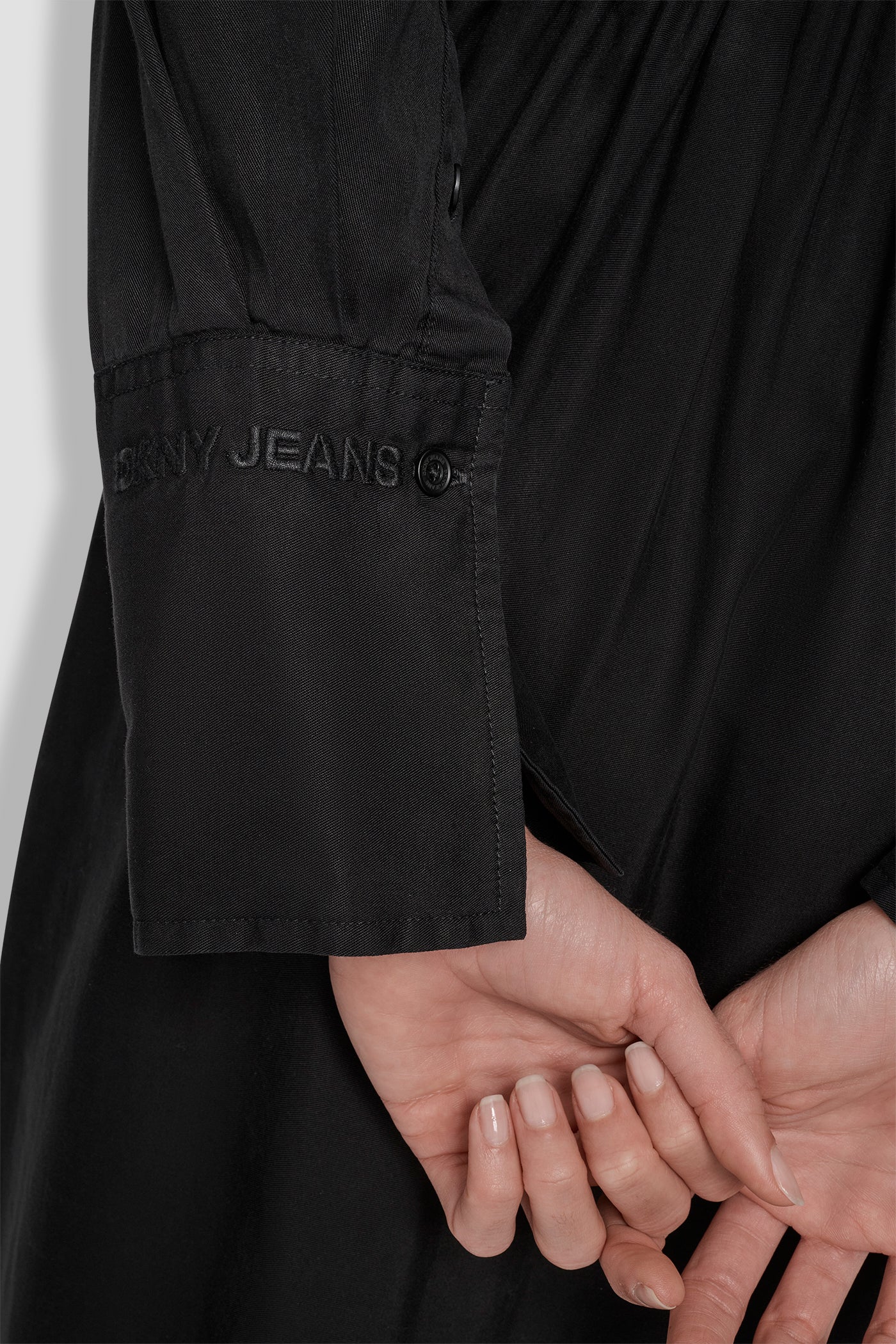 GARMENT DYE LONG SLEEVE BUTTON FRONT SHIRT DRESS - Image 6