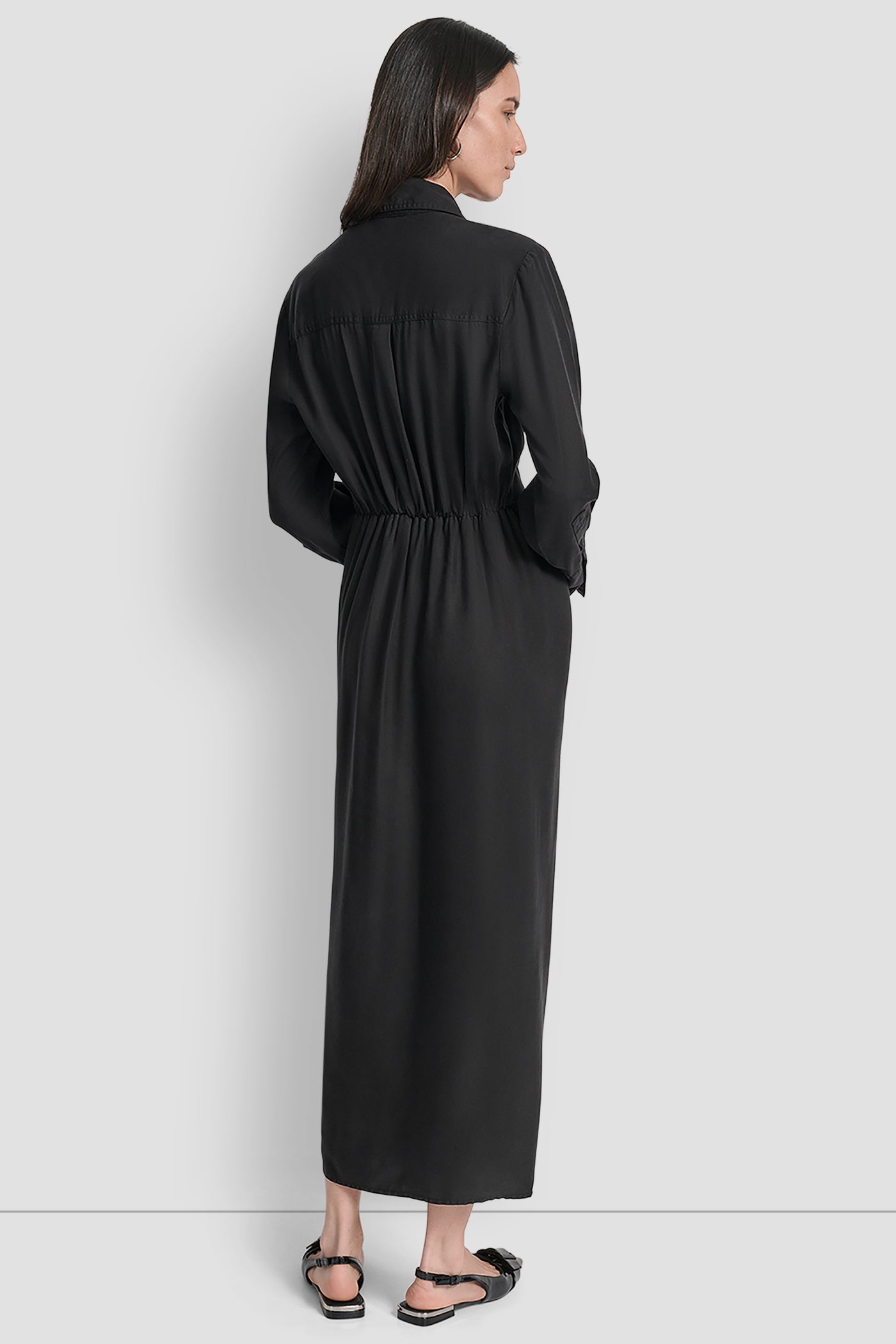 GARMENT DYE LONG SLEEVE BUTTON FRONT SHIRT DRESS - Image 3