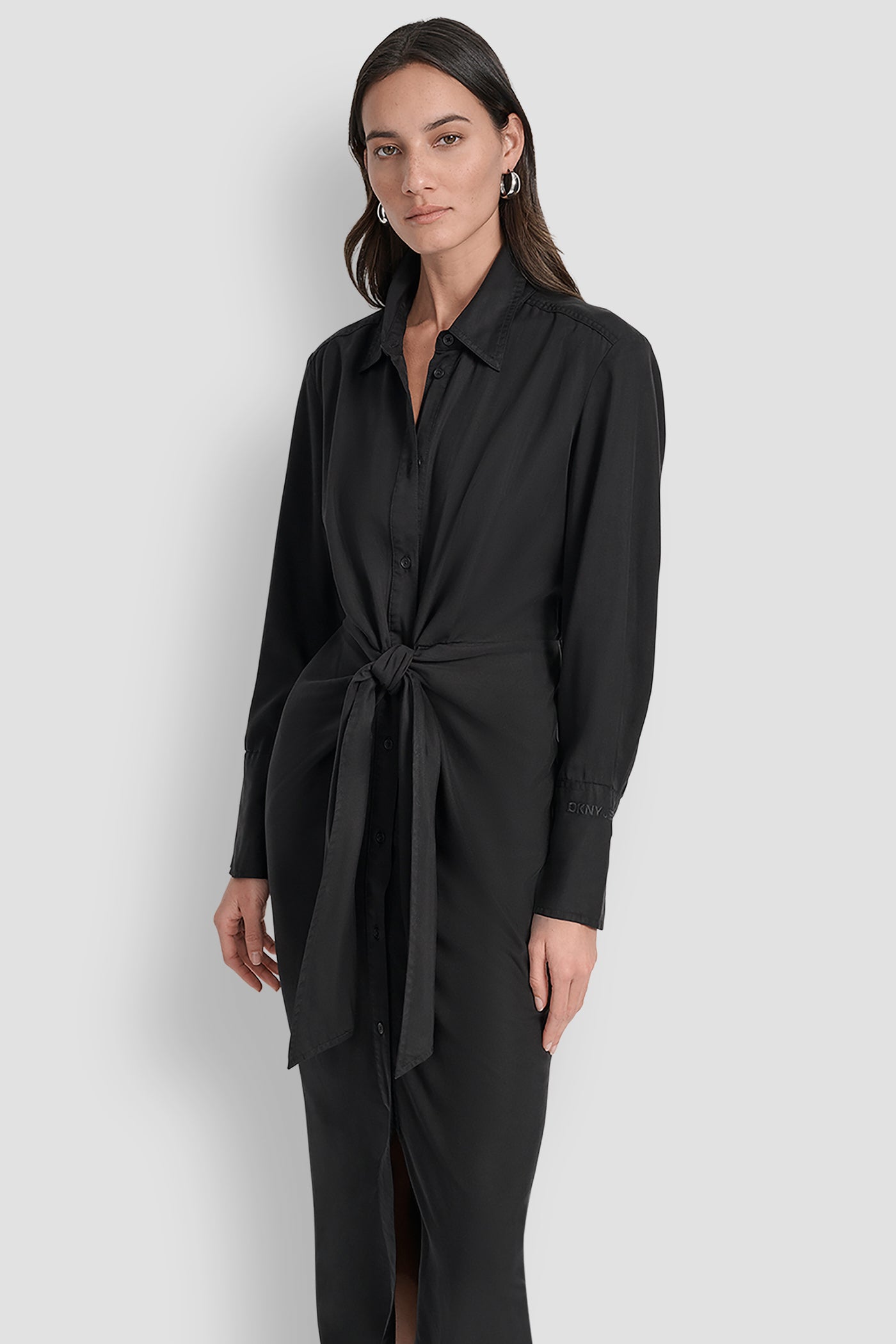 GARMENT DYE LONG SLEEVE BUTTON FRONT SHIRT DRESS - Image 2