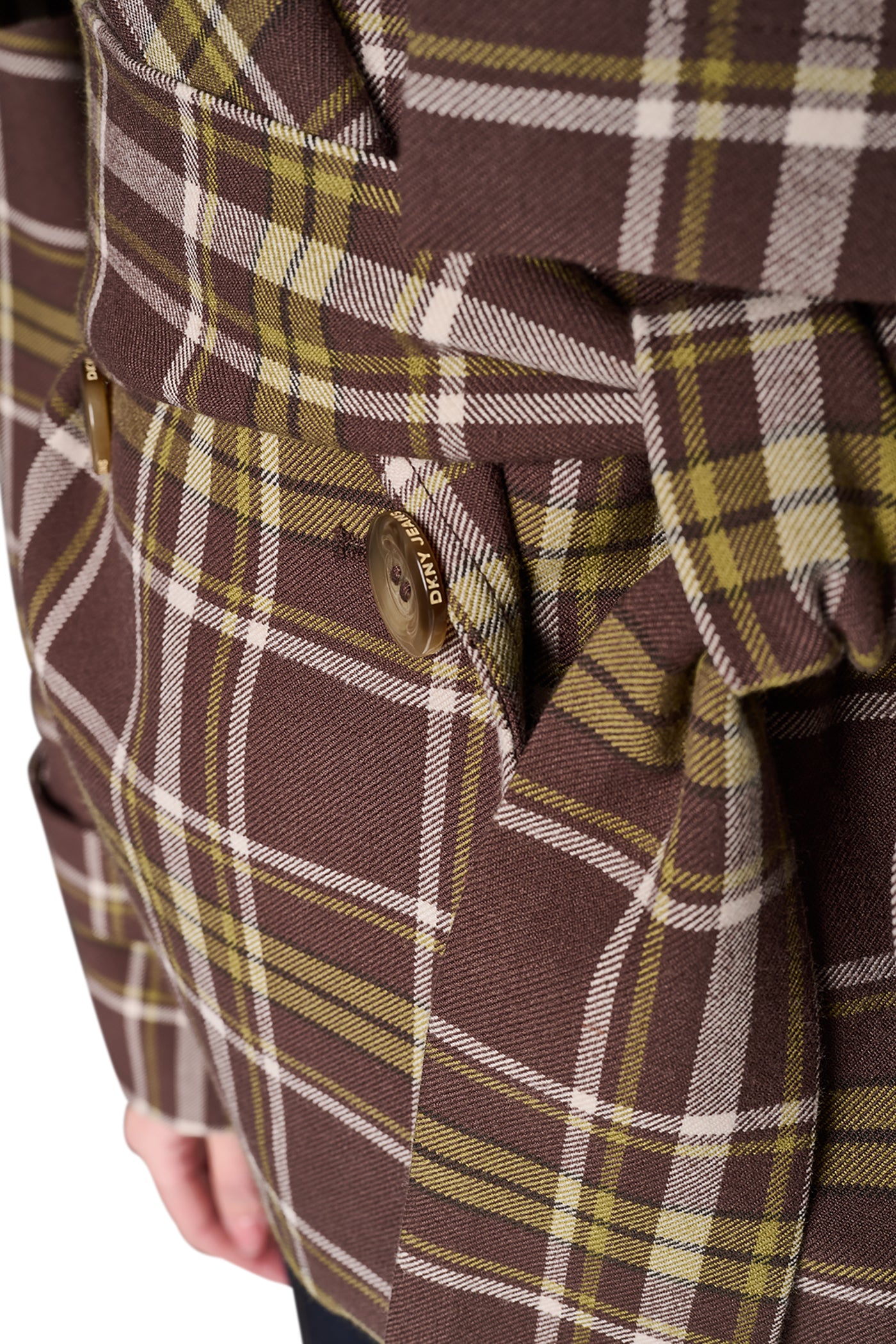 PLAID DOUBLE BREASTED SHORT TRENCH - Image 5
