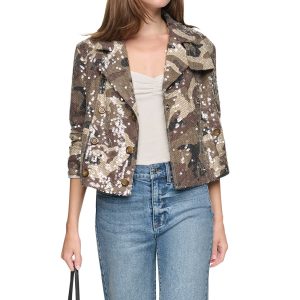 SEQUIN DOUBLE BREASTED TRENCH COAT