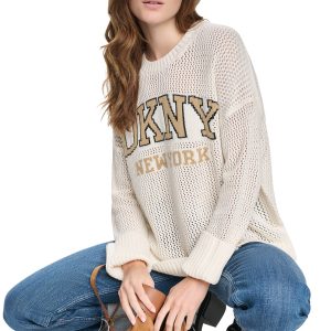 OPEN STITCH VARSITY LOGO SWEATER