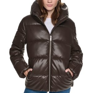 FAUX LEATHER PUFFER JACKET
