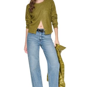 ASYMMETRIC BUTTON HEM CARDIGAN
