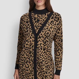 LEOPARD JACQUARD CARDIGAN