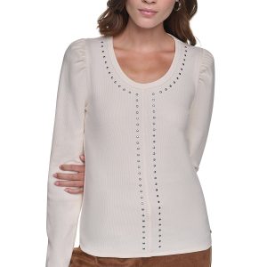 PUFF SLEEVE RHINESTONE TOP