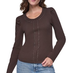 PUFF SLEEVE RHINESTONE TOP