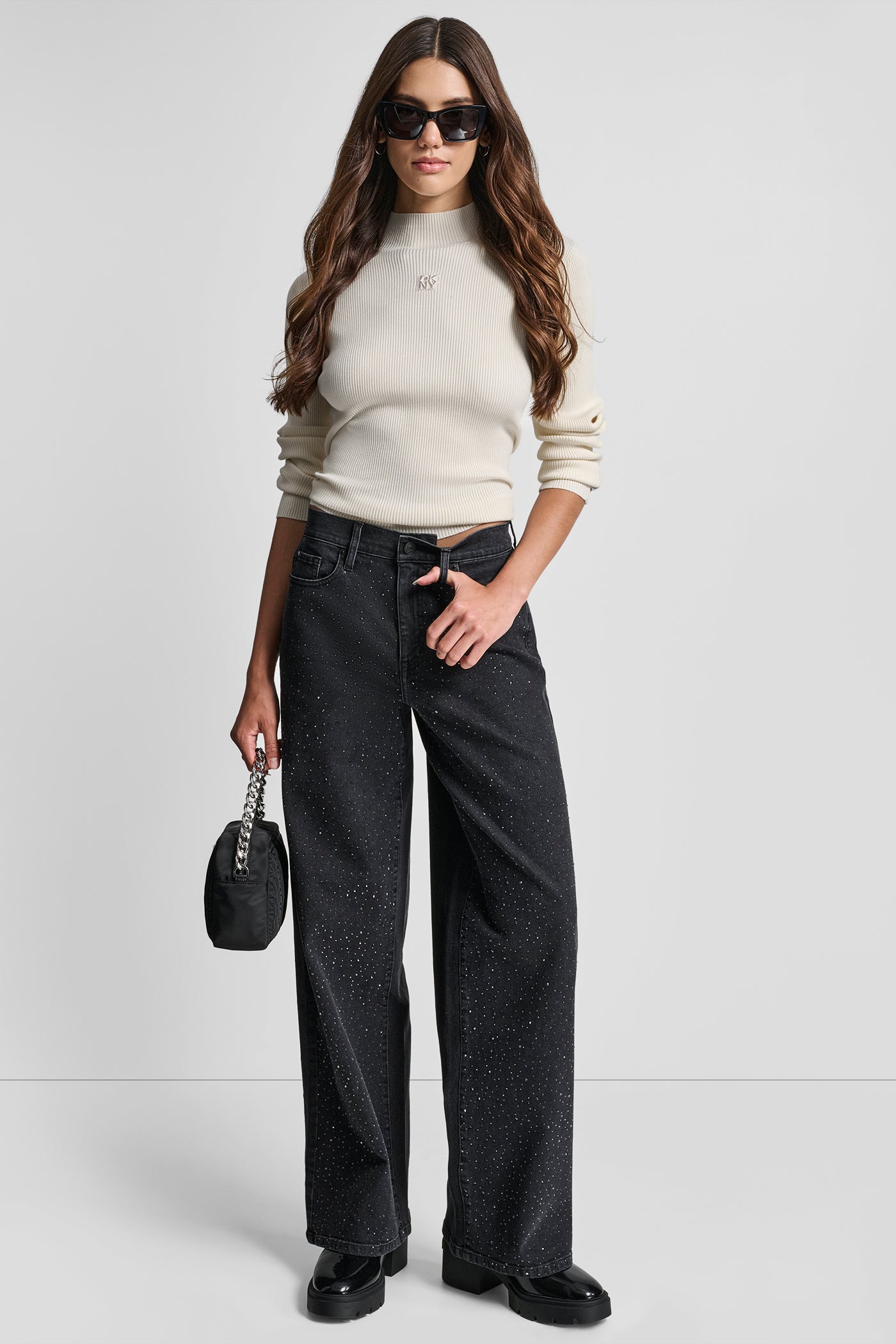 HIGH-RISE WIDE LEG WITH RHINESTONE EMBELLISHMENT - Image 2
