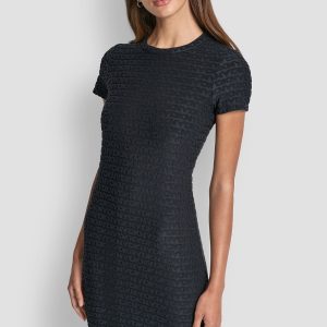 LOGO JACQUARD CREW NECK DRESS