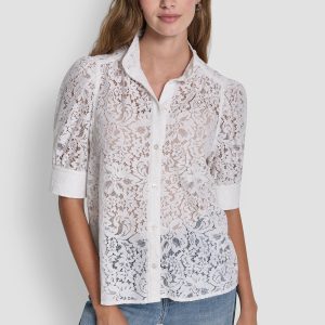 LACE PUFF SLEEVE SHIRT