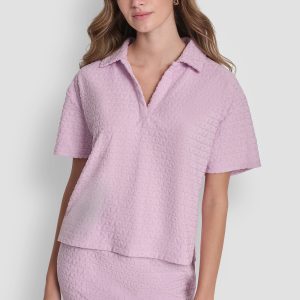 LOGO JACQUARD BOXY POLO TEE