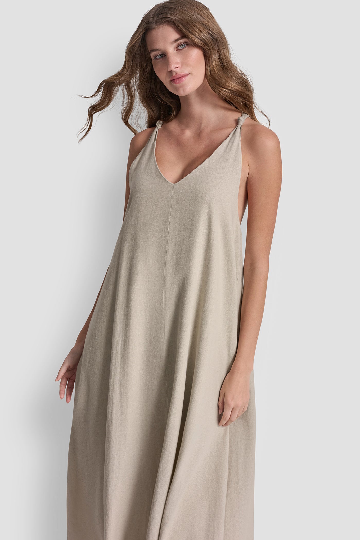 LINEN-BLEND TIE BACK MAXI DRESS - Image 5
