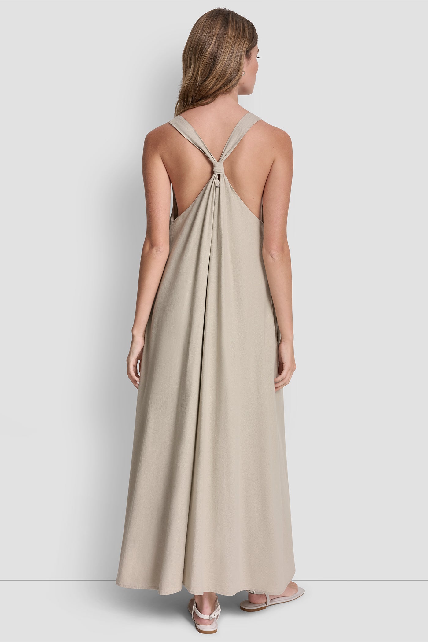 LINEN-BLEND TIE BACK MAXI DRESS - Image 2