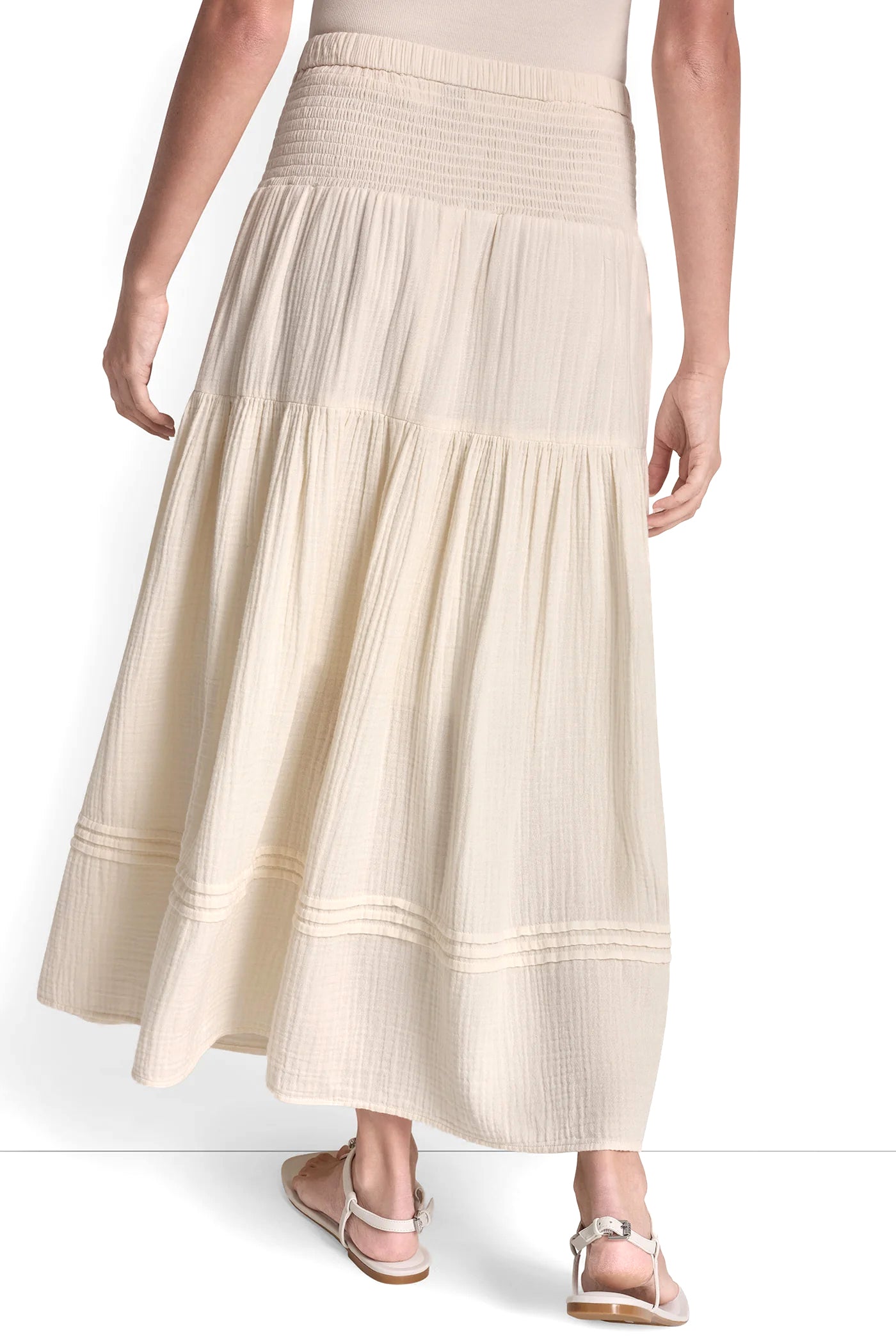 SMOCKED WAIST MAXI TIERED SKIRT - Image 3