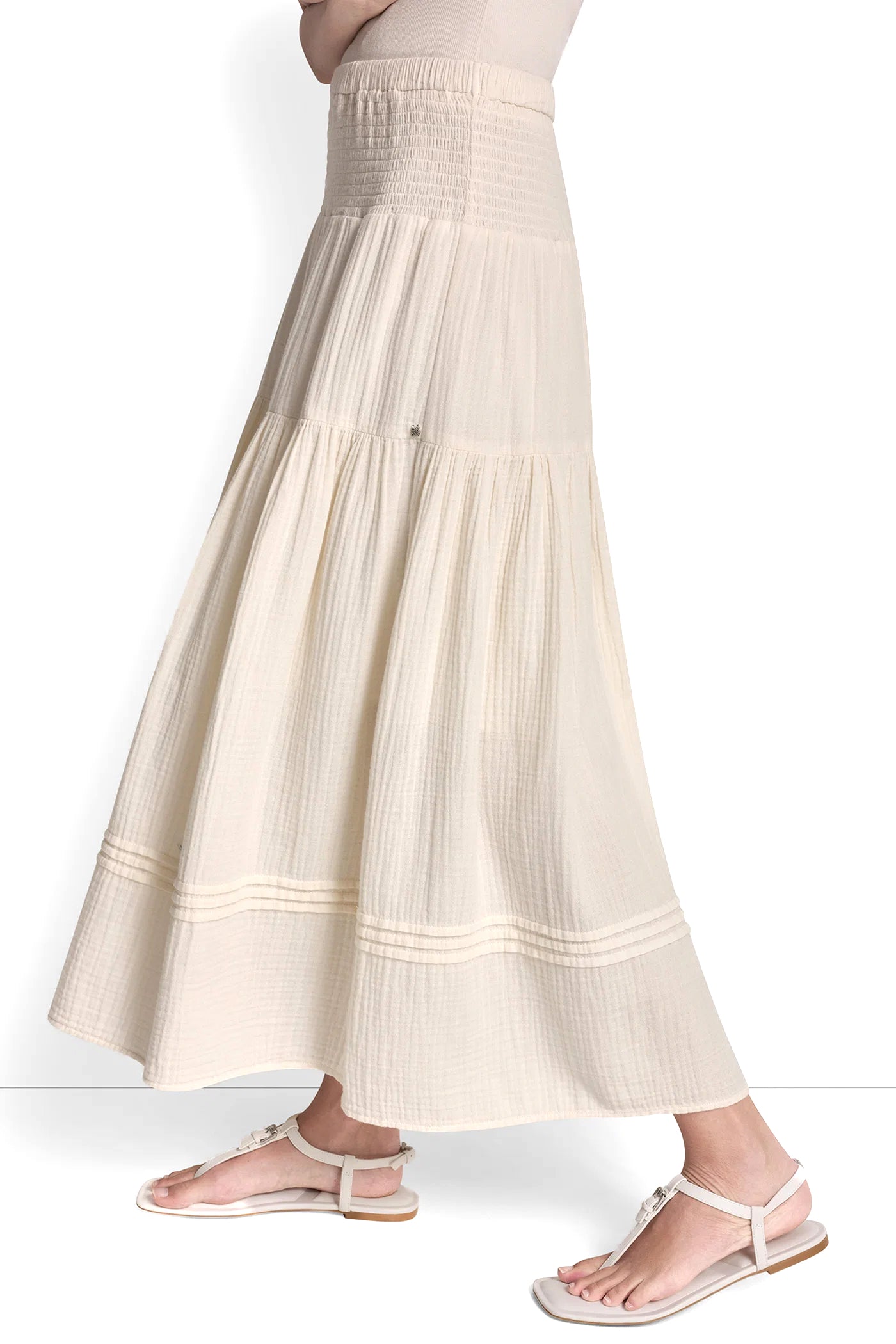 SMOCKED WAIST MAXI TIERED SKIRT - Image 4