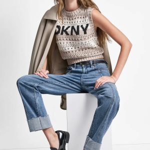 STRIPED POINTELLE STITCH SWEATER