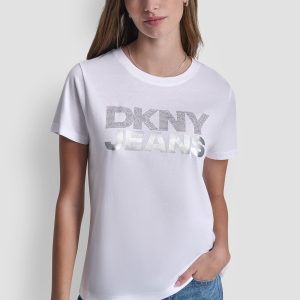 DKNY JEANS STACKED RHINESTONE TEE