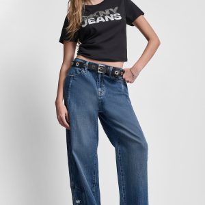 DKNY JEANS STACKED RHINESTONE TEE