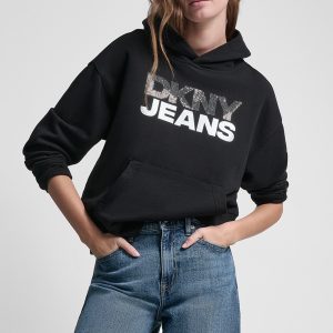 STACKED RHINESTONE FOIL LOGO HOODIE