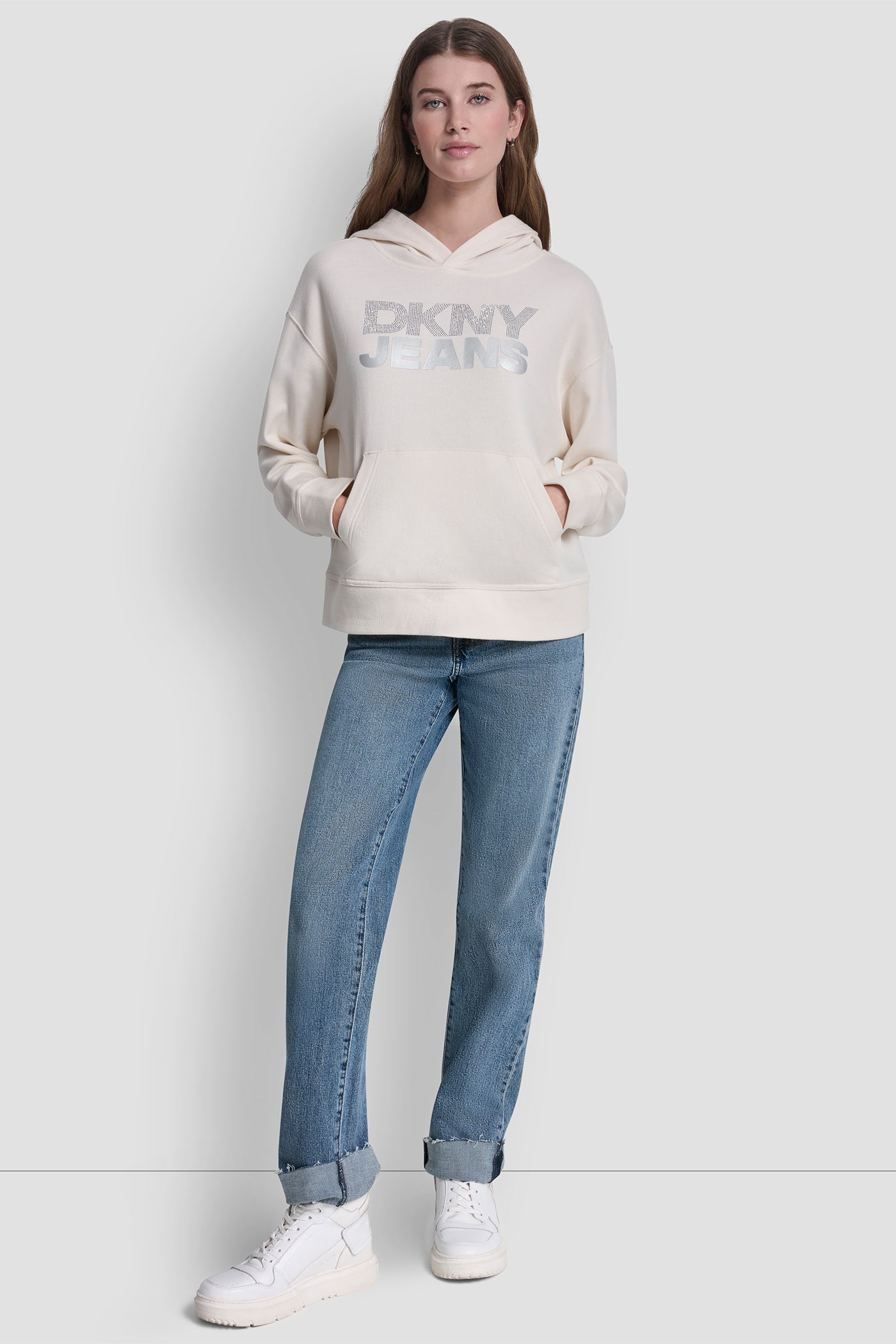 STACKED RHINESTONE FOIL LOGO HOODIE - Image 5