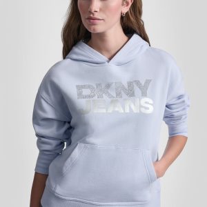 STACKED RHINESTONE FOIL LOGO HOODIE