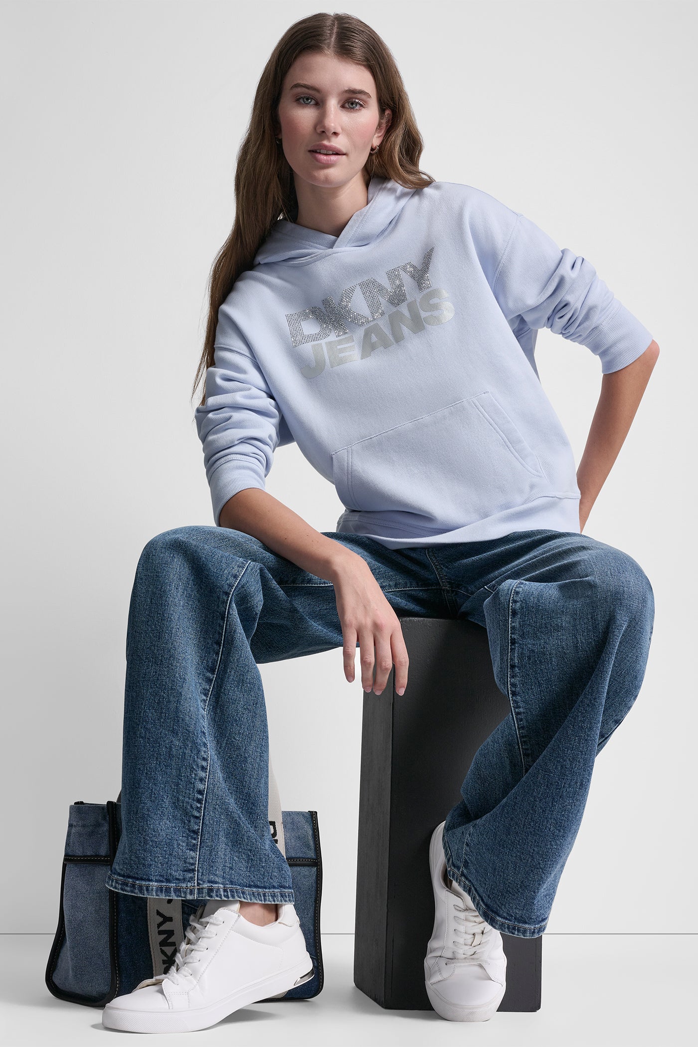 STACKED RHINESTONE FOIL LOGO HOODIE - Image 6