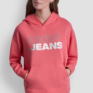 STACKED RHINESTONE FOIL LOGO HOODIE